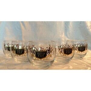 Vintage 60s Cocktail Glasses 1960s Gold Black Mid Century Retro Mod Mad Men